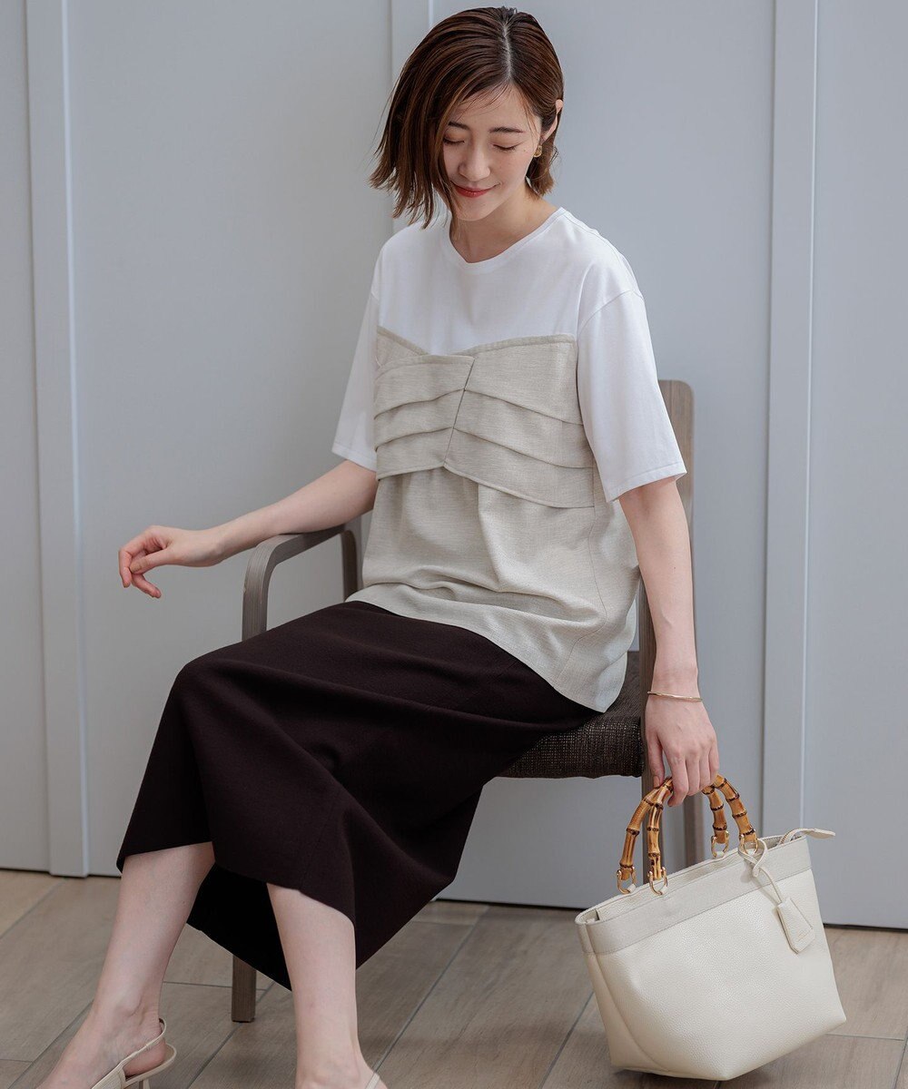 23区 【WEB限定カラーあり/洗える】スムースデザイン コンビ カットソー 