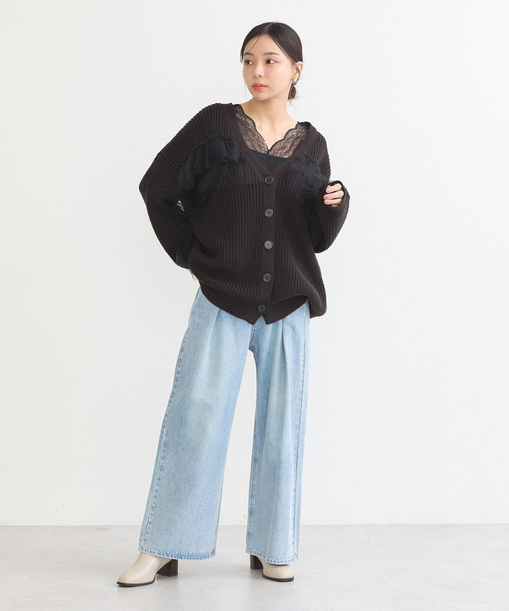 earth music&ecology チュールフリルカーディガン 