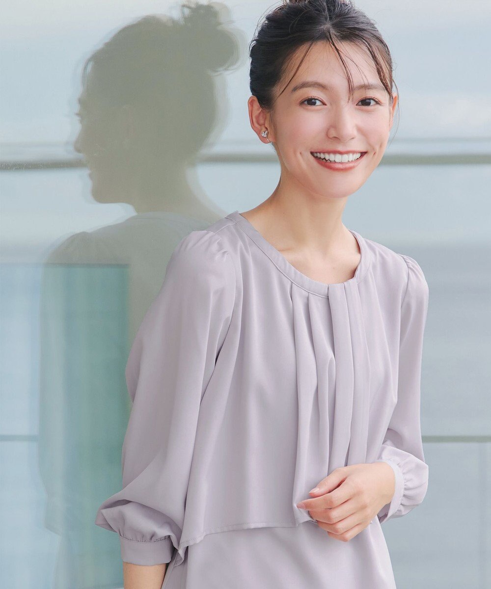 Tiaclasse 【洗える】アシンメトリードレープブラウス 