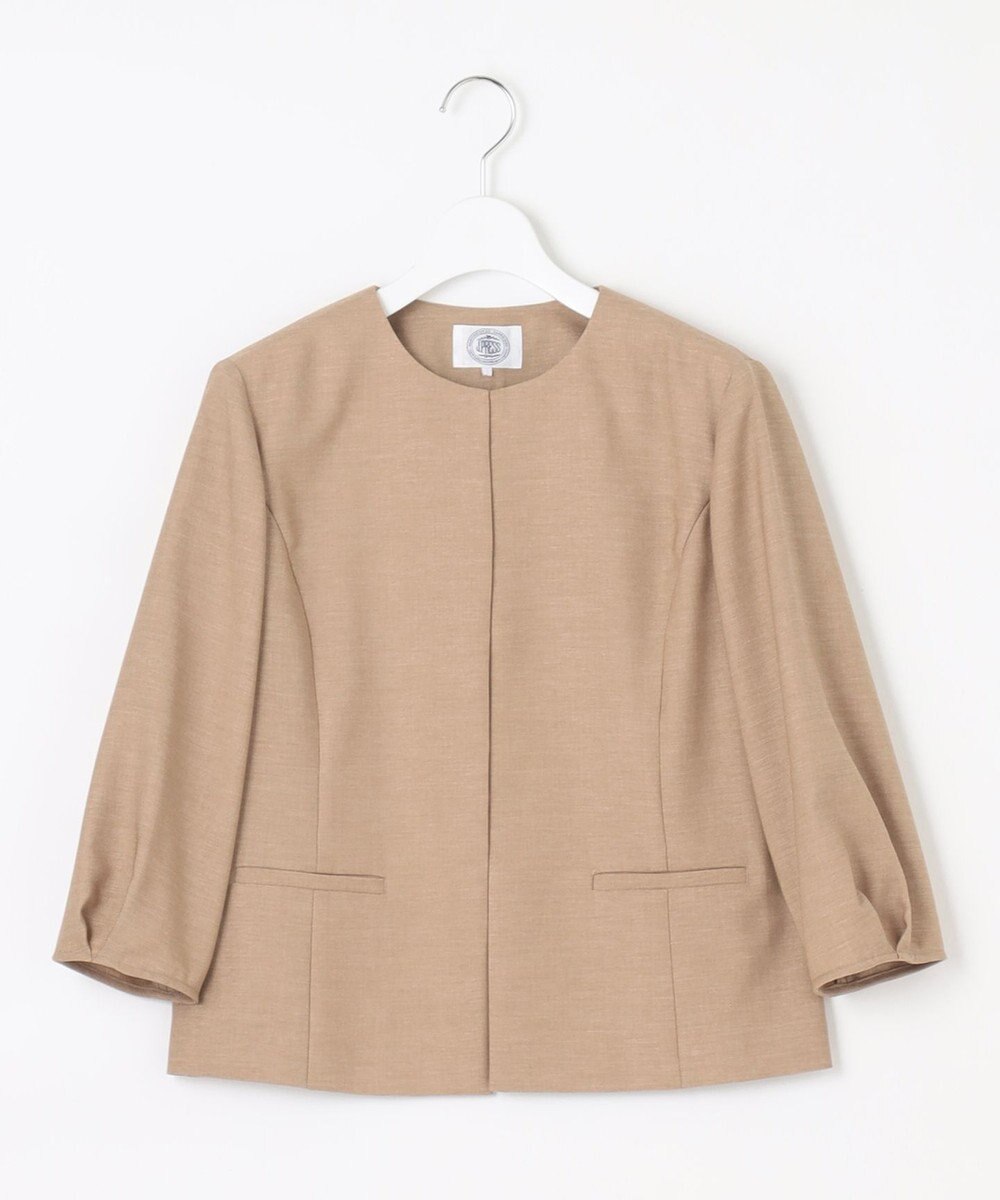 J.PRESS LADIES L 【洗える】FLAXASAオックス ノーカラー ジャケット 