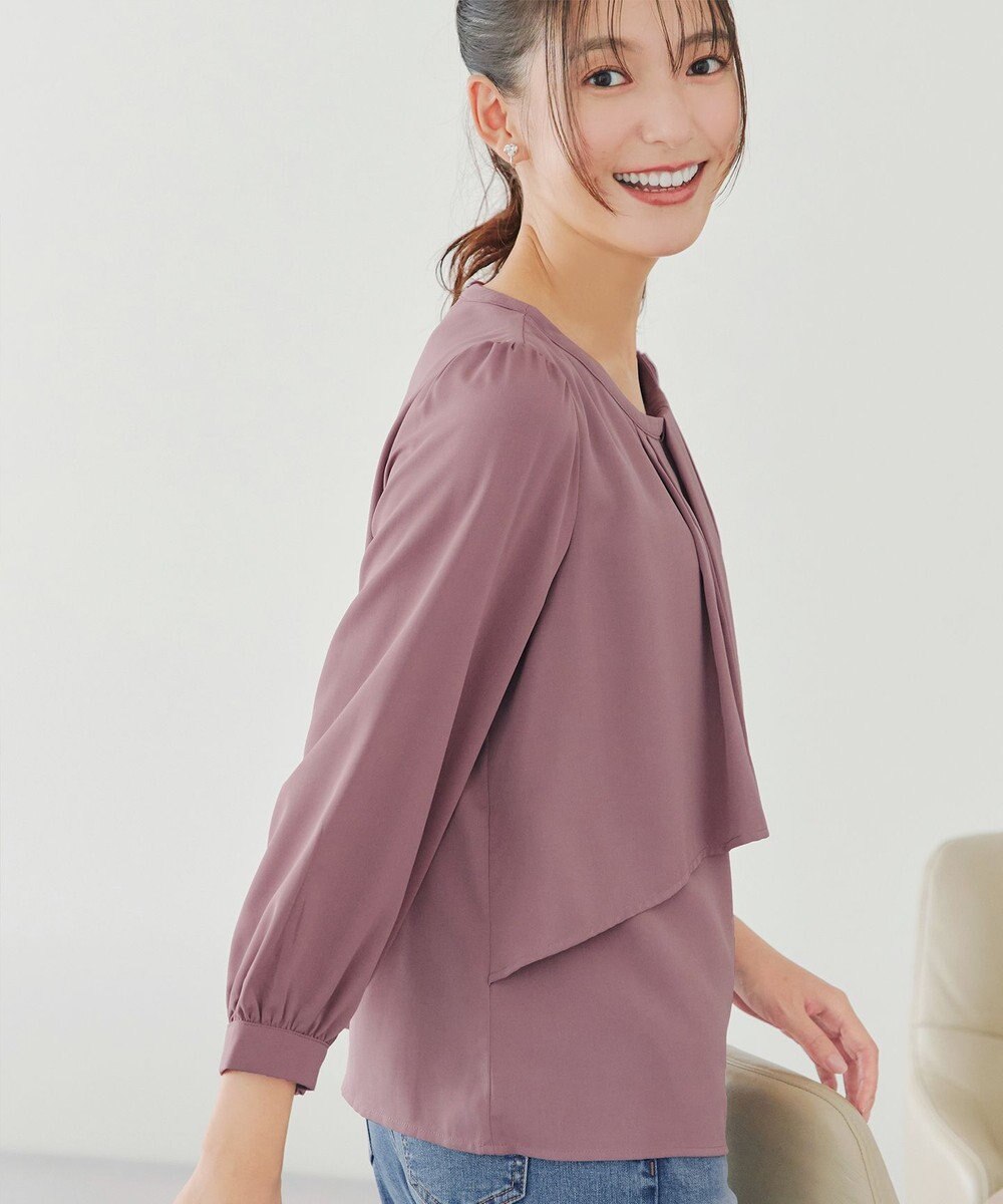 Tiaclasse 【洗える】アシンメトリードレープブラウス 