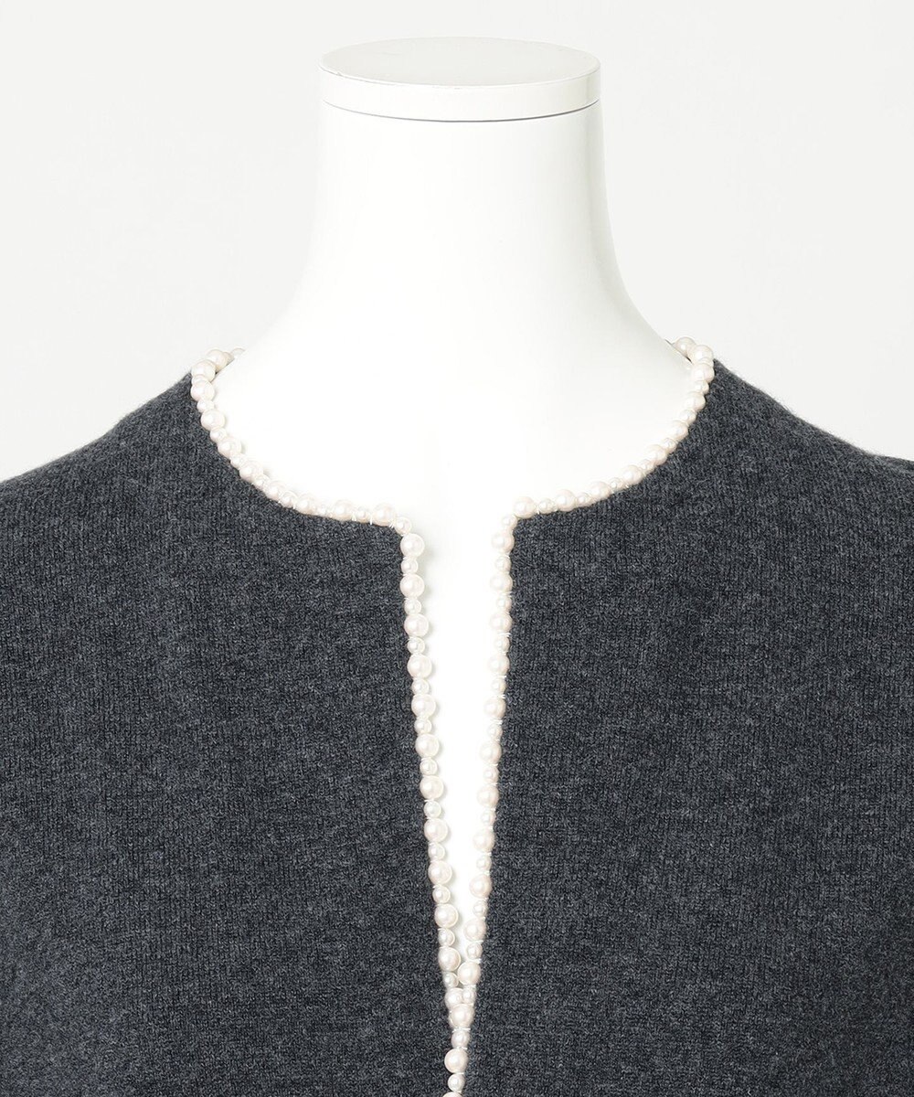 23区 L 【R(アール)】ウールカシミヤ パールトリム カーディガン 