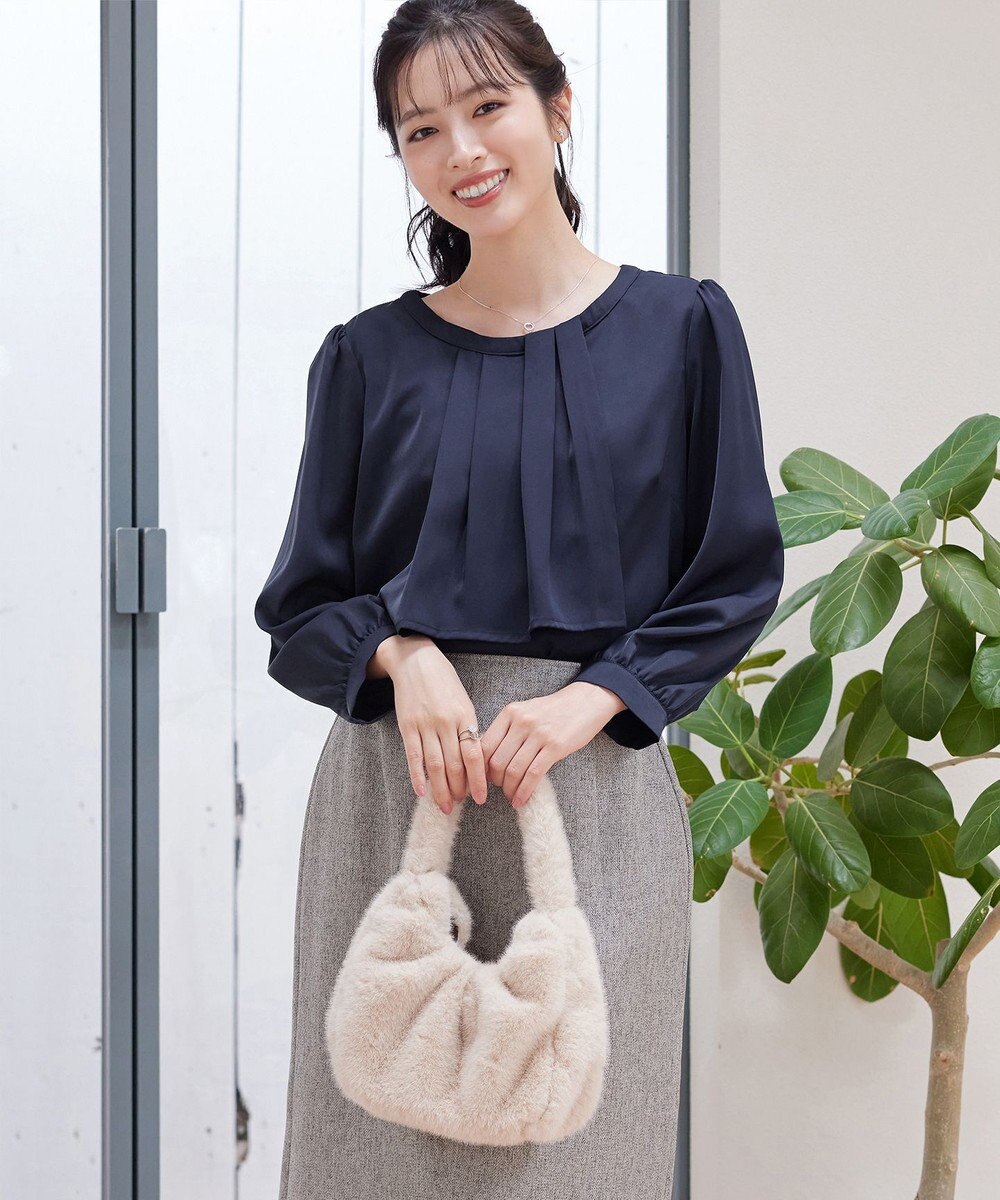 Tiaclasse 【洗える】アシンメトリードレープブラウス 