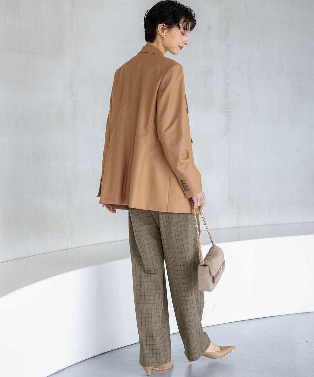 23区 L 【洗える】ドライ2WAYストレッチ チェック ワイド パンツ 