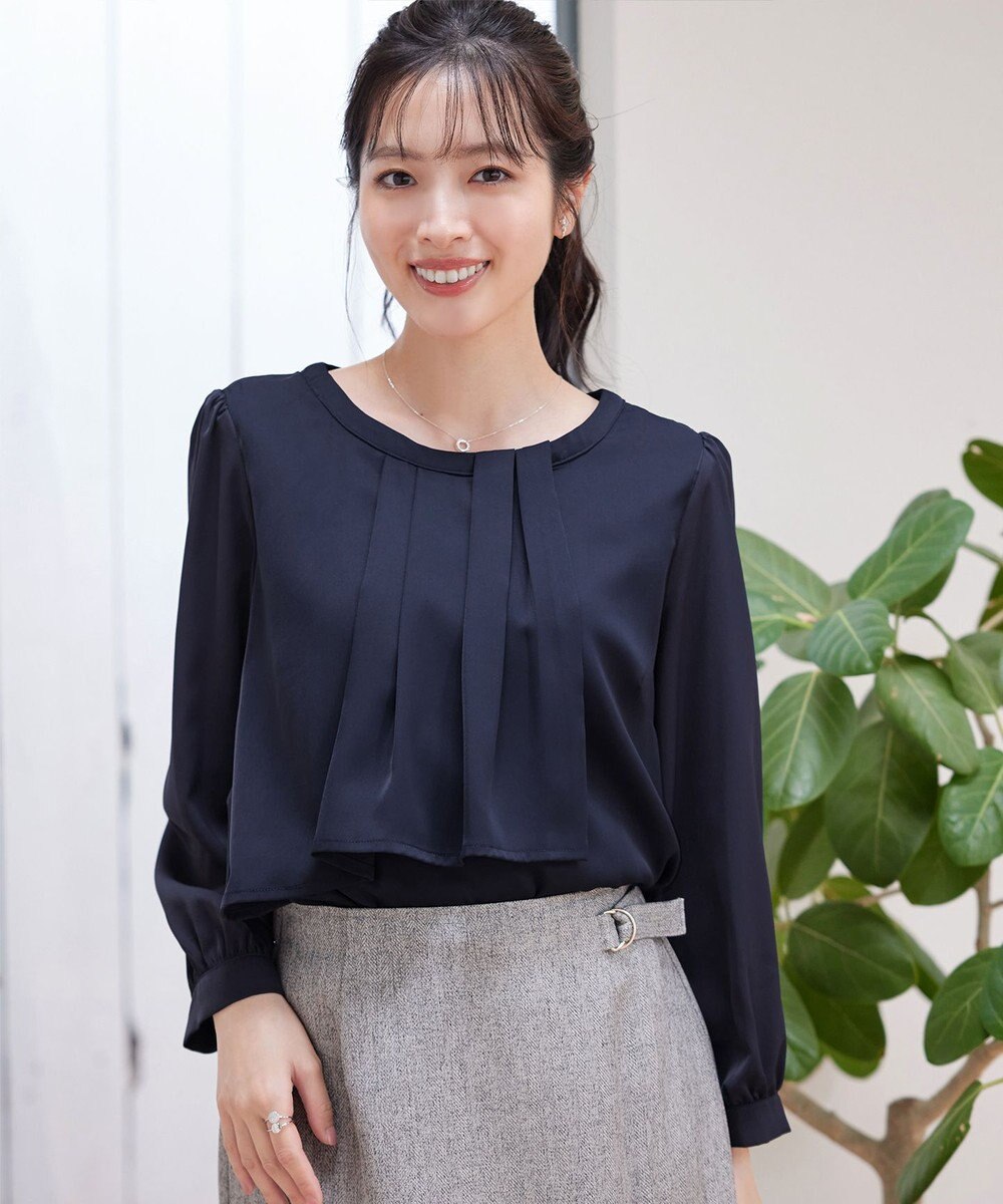 Tiaclasse 【洗える】アシンメトリードレープブラウス 