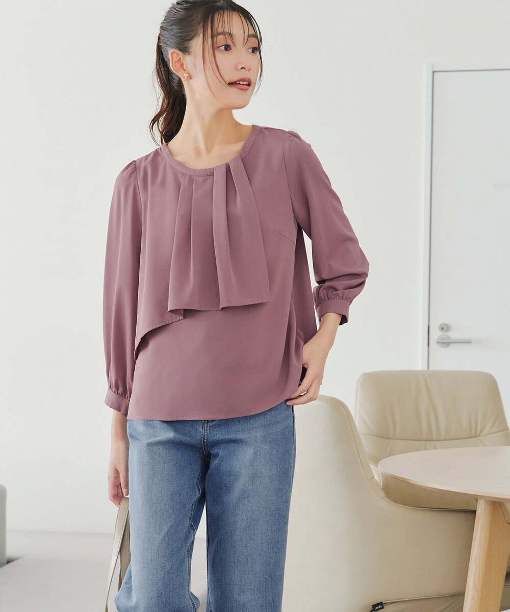 Tiaclasse 【洗える】アシンメトリードレープブラウス 