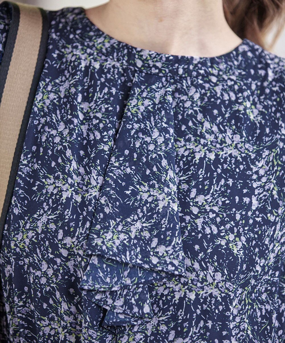 Tiaclasse L 【新色追加・洗える】花柄フリルドレープワンピース 