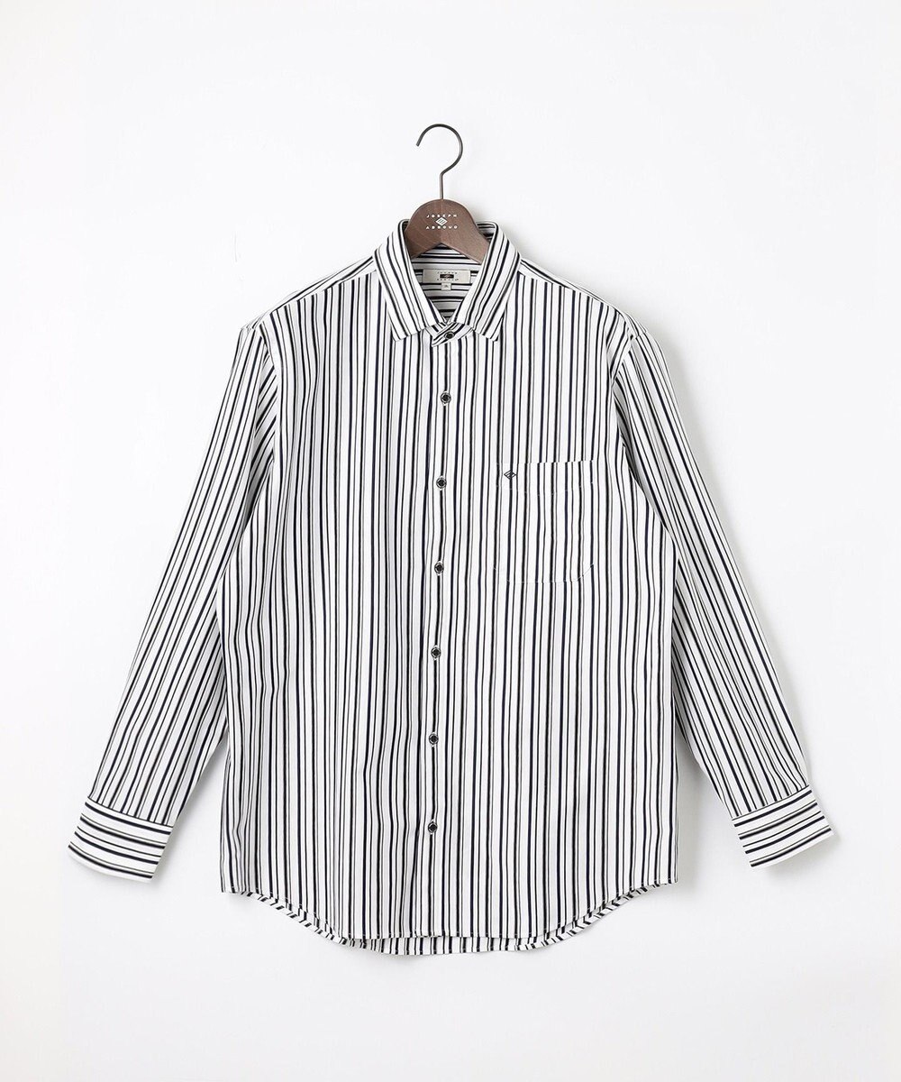 JOSEPH ABBOUD 【キングサイズ・ストレッチで快適な着心地・イージーケア】ランダムストライプ ジャージー シャツ 