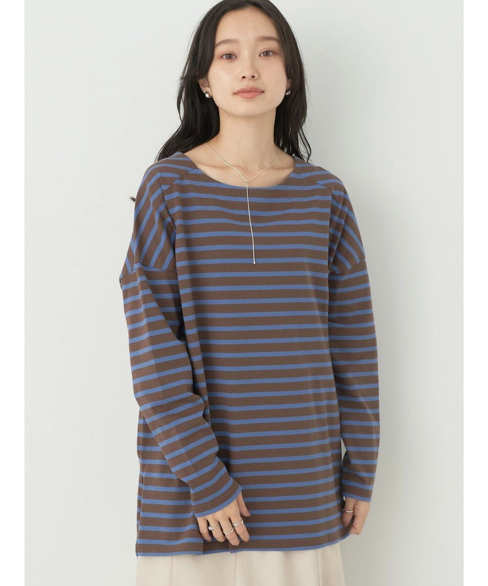 earth music&ecology バック釦ボーダーチュニック 