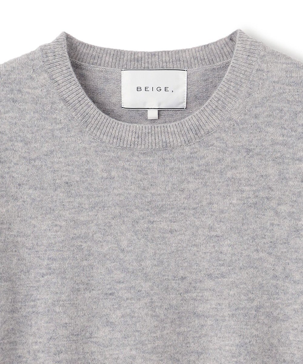 BEIGE， 【WEB限定・洗える】ALSACE / パール釦クルーネックウールニット 