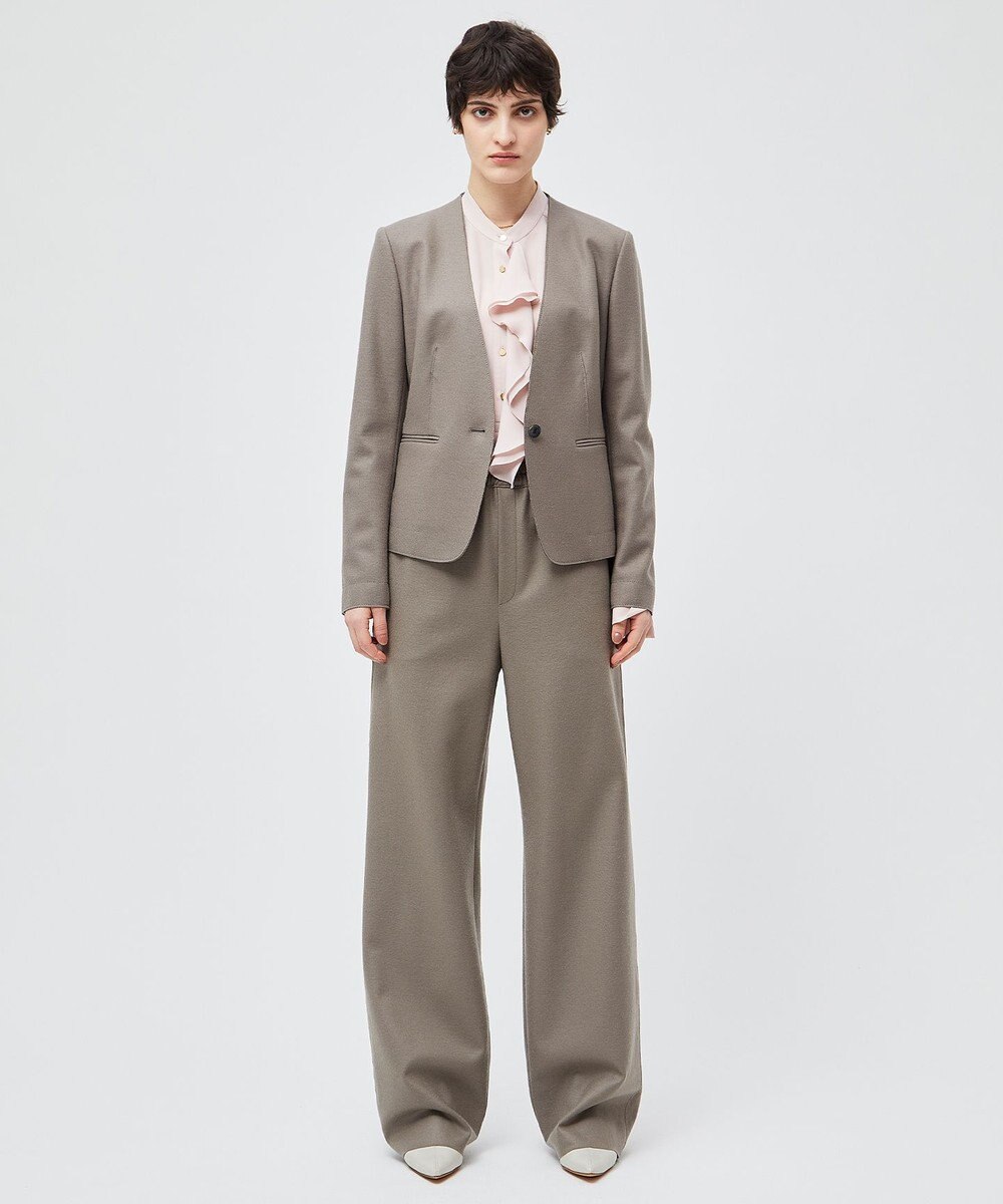 BEIGE， 【洗える】STOW / バンドカラーフリルブラウス 