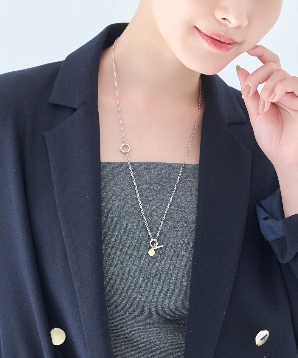 Phoebe 【金属アレルギー対応】ミニマルチェーンロングコインネックレス　シルバー　ニッケルフリー 