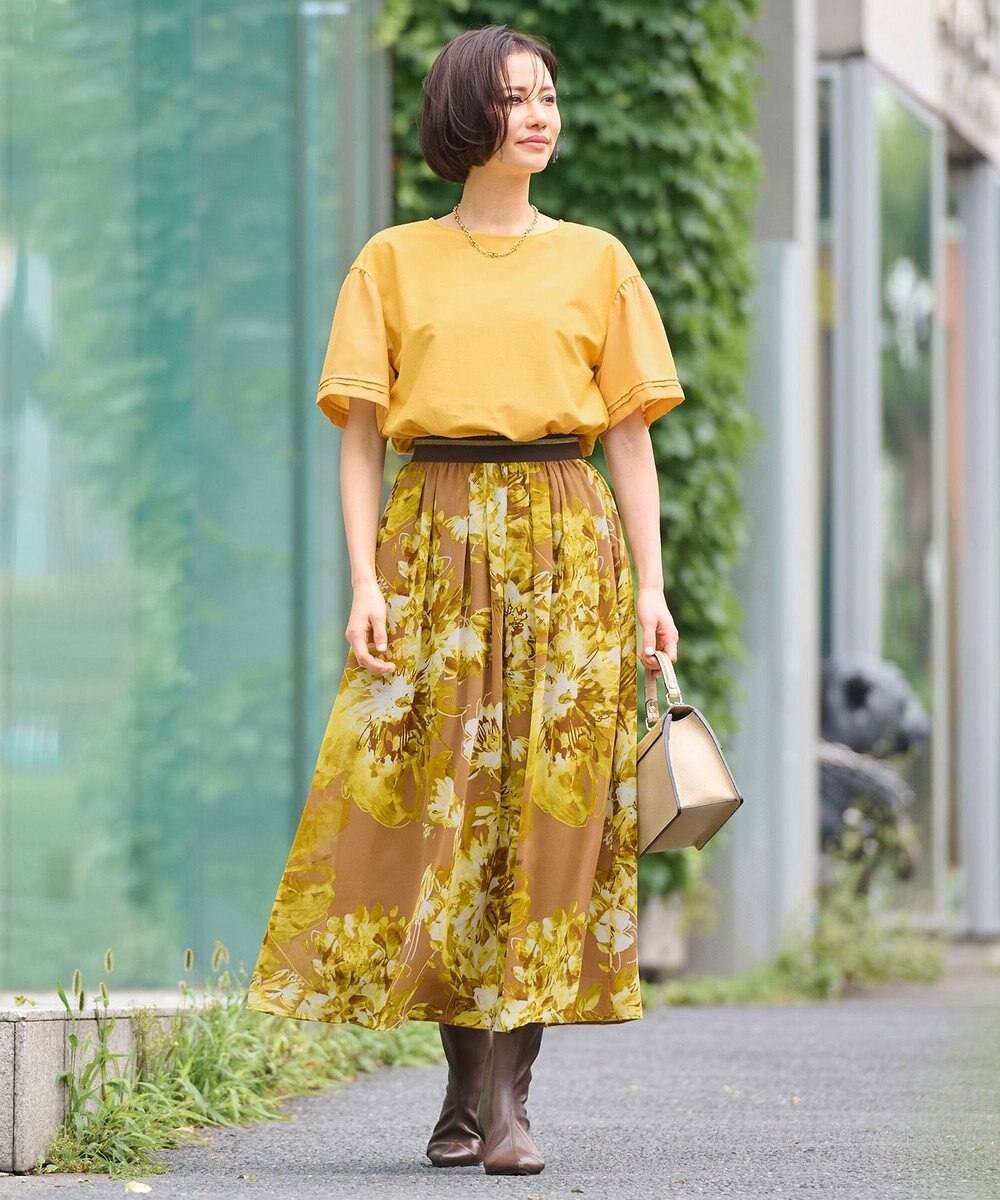 自由区 【WEB限定カラーあり】【UVカット・吸水速乾・洗える】ツイストプレーンラッフルスリーブ カットソー 