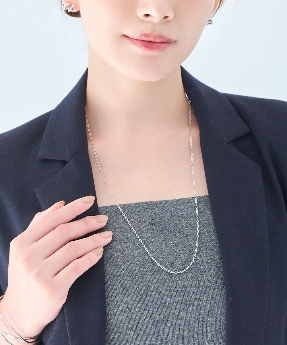 Phoebe 【金属アレルギー対応】ミニマルチェーンロングコインネックレス　シルバー　ニッケルフリー 