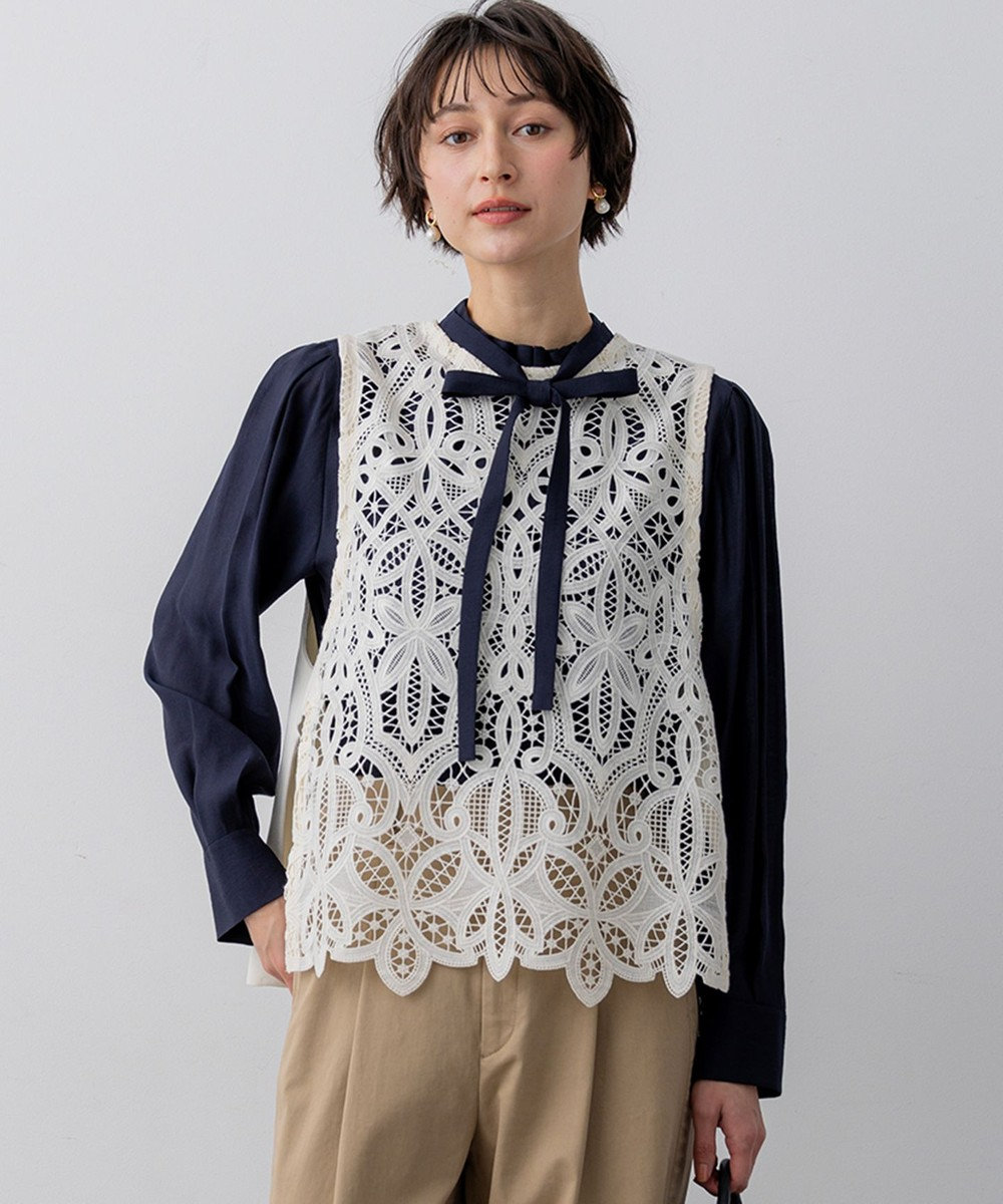 23区 【先行予約】エンブロイダリーレース ニットベスト 