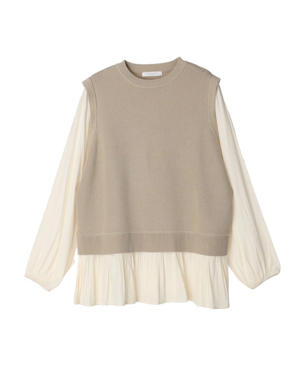 Green Parks とろみ布帛ドッキングニットチュニック 