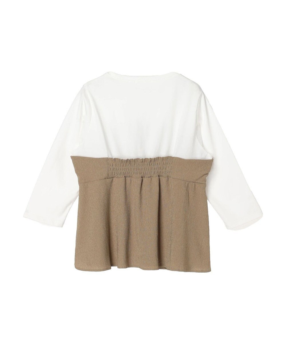 Green Parks ７分袖ビスチェドッキング風カットプルオーバー 