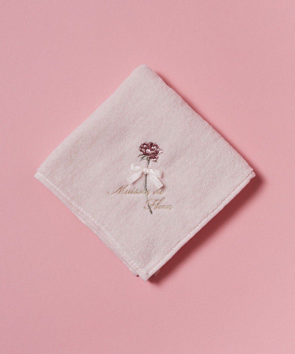 Maison de FLEUR ローズ刺繍タオルハンカチ 