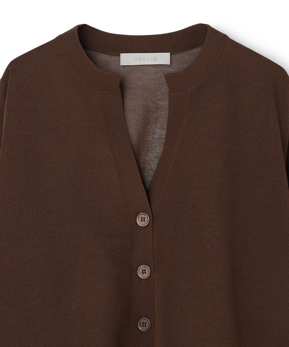 UNFILO シアーフォルムニット キーネックカーディガン 