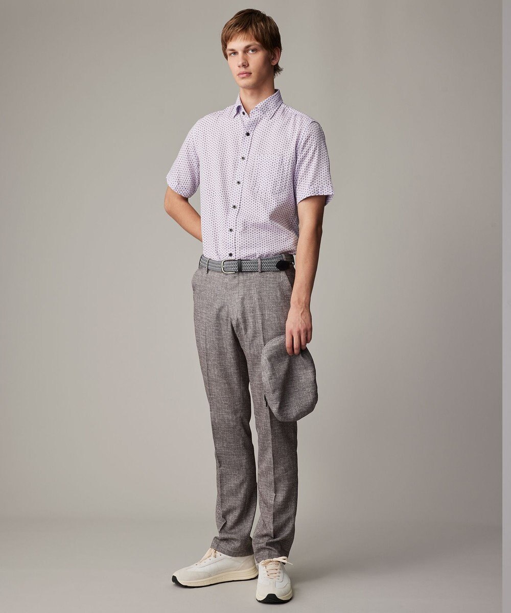 JOSEPH ABBOUD 【ビジネスシーンに最適・サステイナブル】ソアロンンシャンブレープリント 半袖 シャツ 