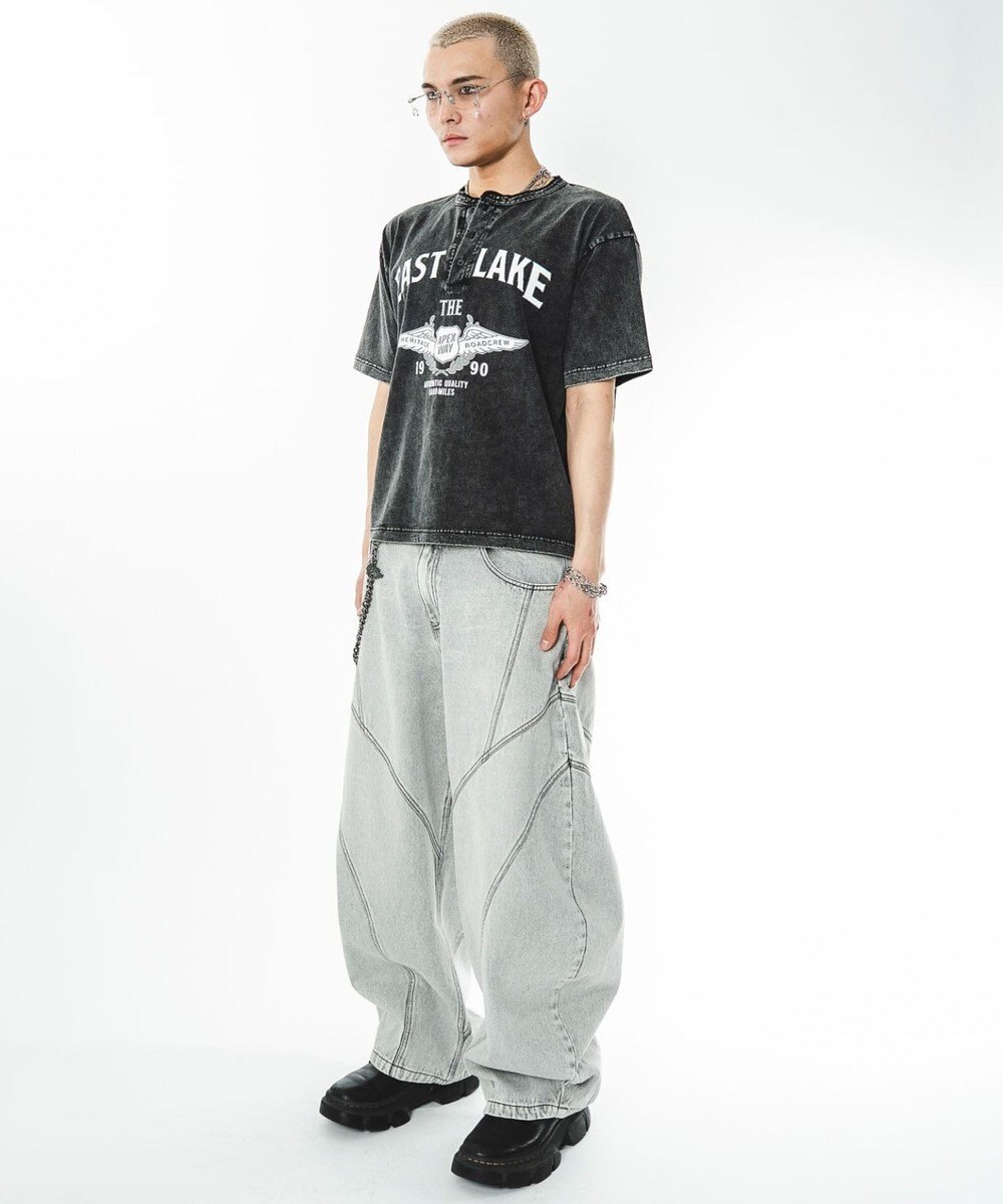 WEGO 【ユニセックス着用ITEM】グラフィックヘンリーネックT（SS） 