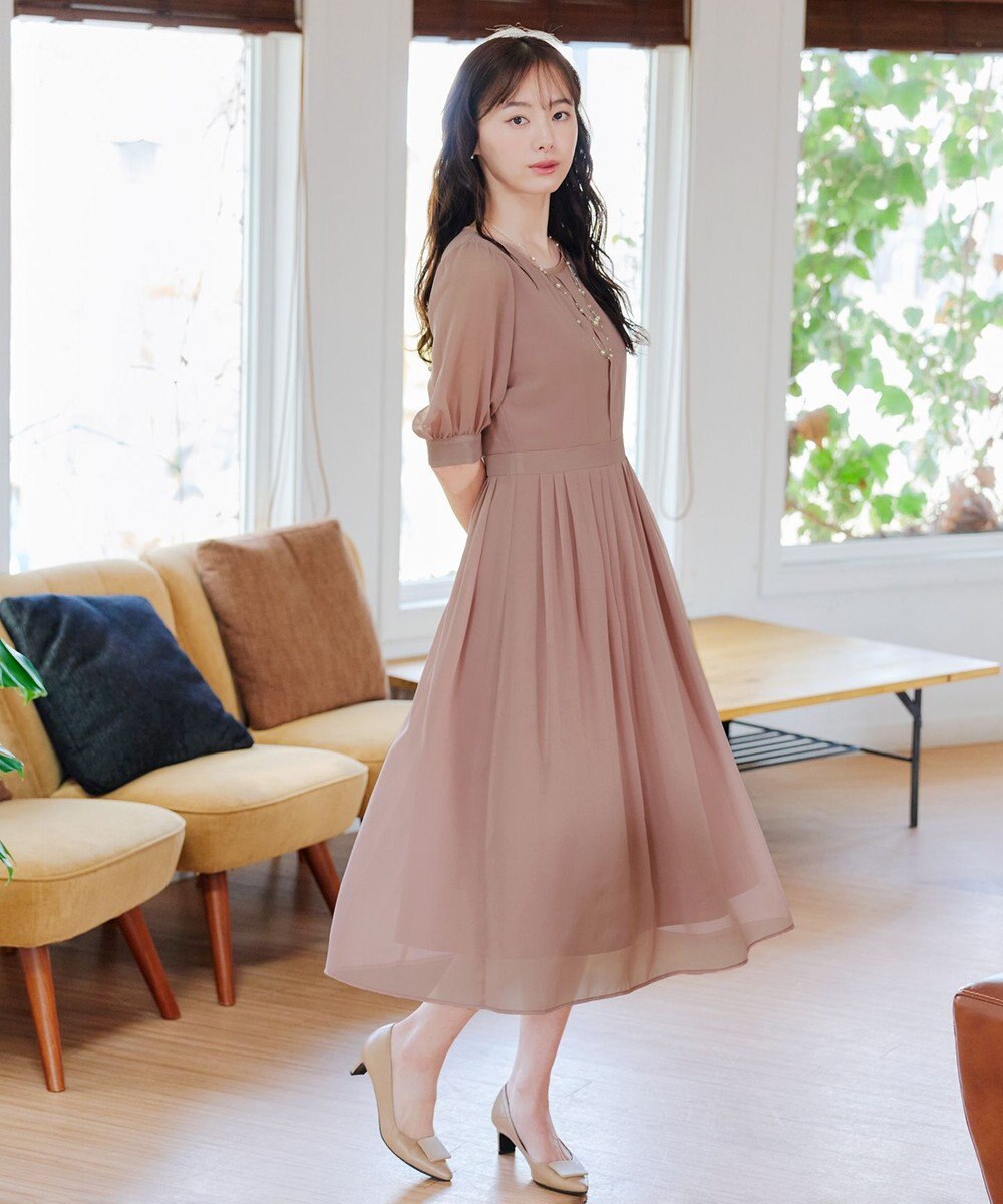 Tiaclasse 【洗える】シフォンワンピース 