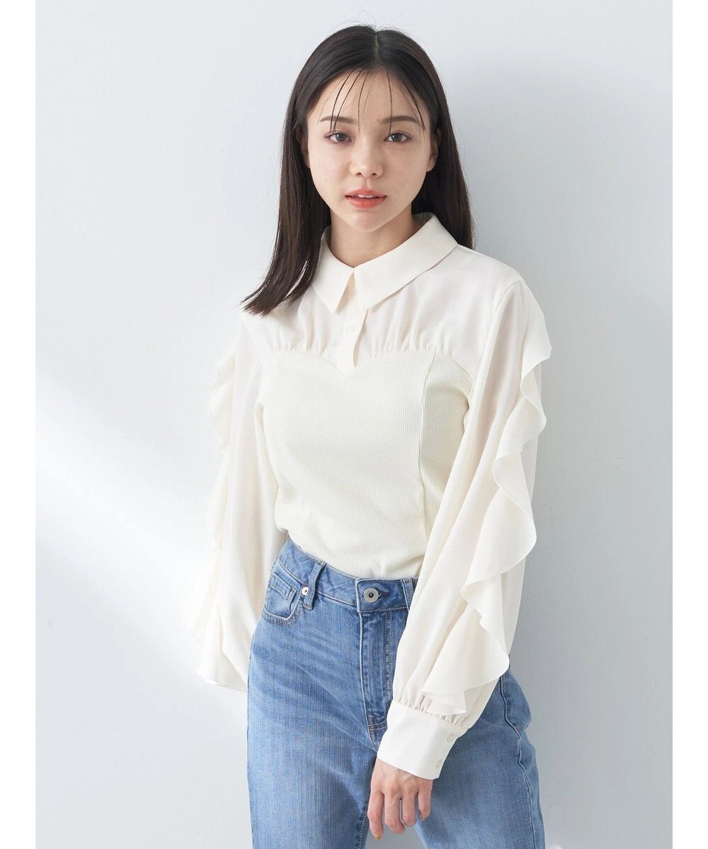 earth music&ecology ドッキングフリルシャツ見えプルオーバー 