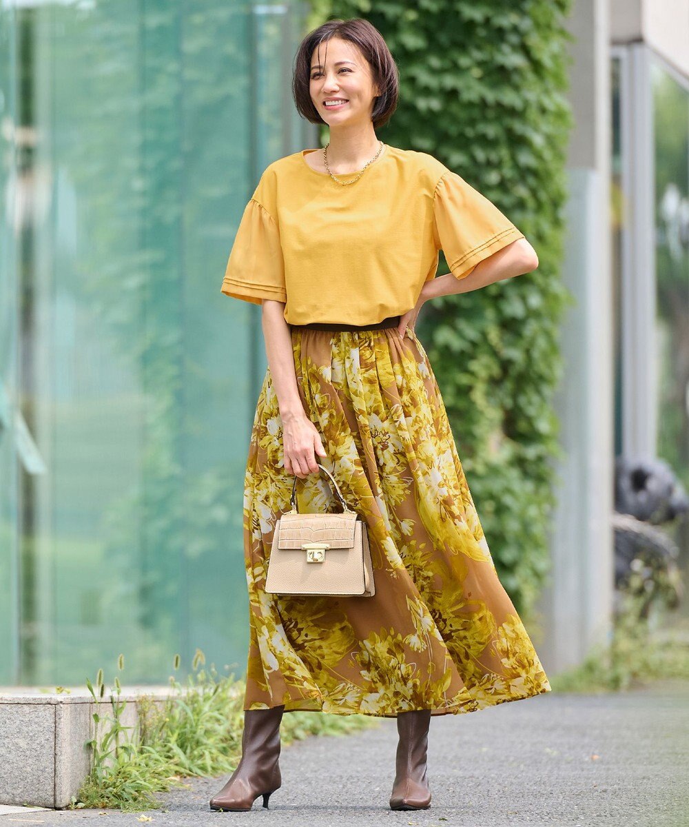 自由区 【WEB限定カラーあり】【UVカット・吸水速乾・洗える】ツイストプレーンラッフルスリーブ カットソー 