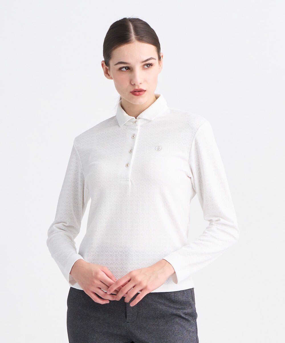 23区GOLF 【WOMEN】モノグラムジャガード長袖ポロシャツ 