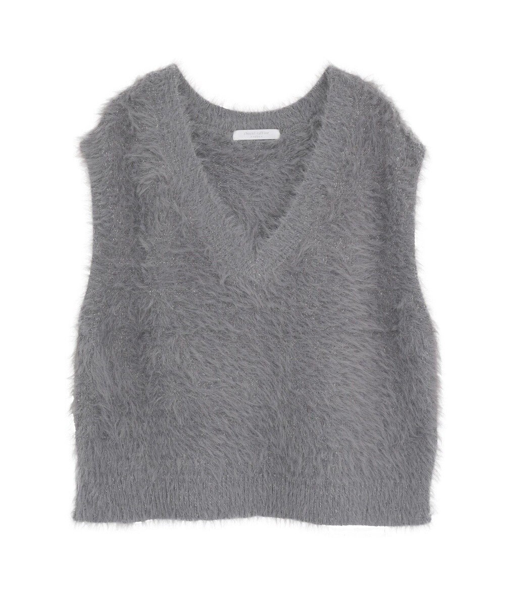 Green Parks ＳＥＴ２点ラメフェザーベスト＋ミニ裏毛ワンピース 