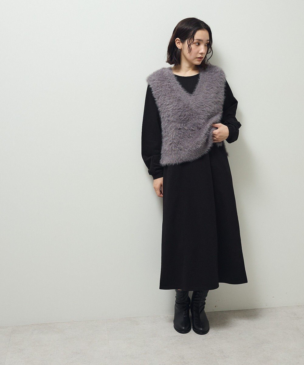 Green Parks ＳＥＴ２点ラメフェザーベスト＋ミニ裏毛ワンピース 