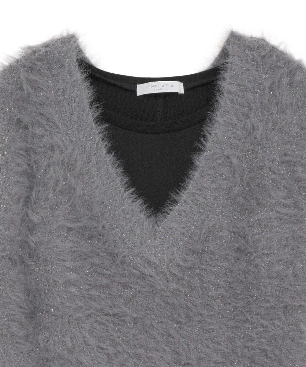 Green Parks ＳＥＴ２点ラメフェザーベスト＋ミニ裏毛ワンピース 