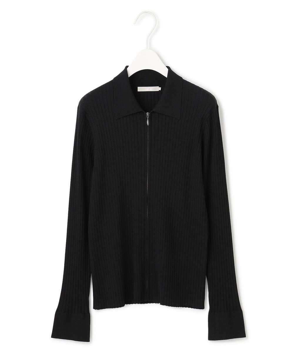 ICB 【洗える】シルクヴィスコースハイゲージ ジップアップカーディガン 