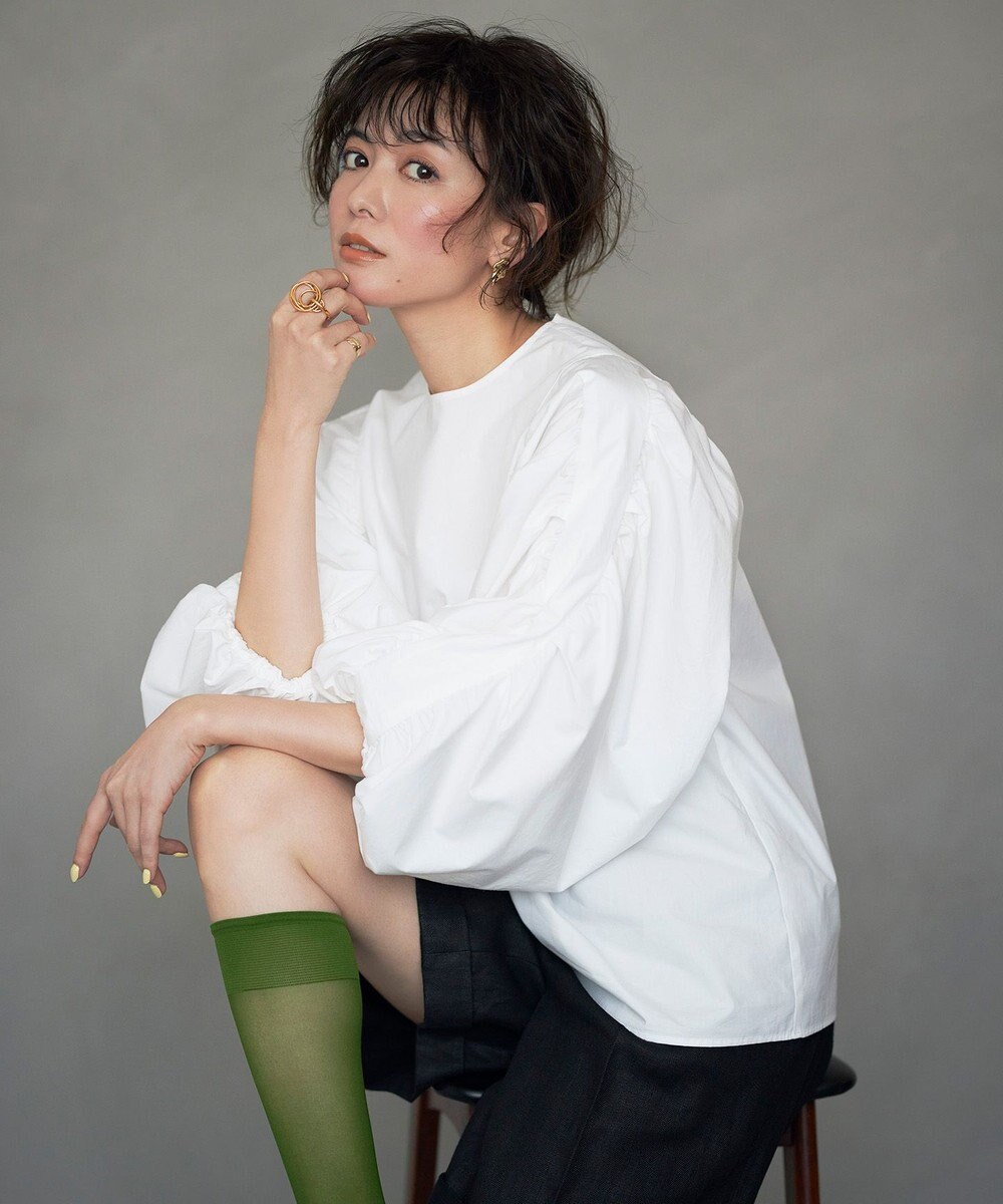 NAVE 【Nave・洗える】タイプライタークロス ギャザーブラウス 