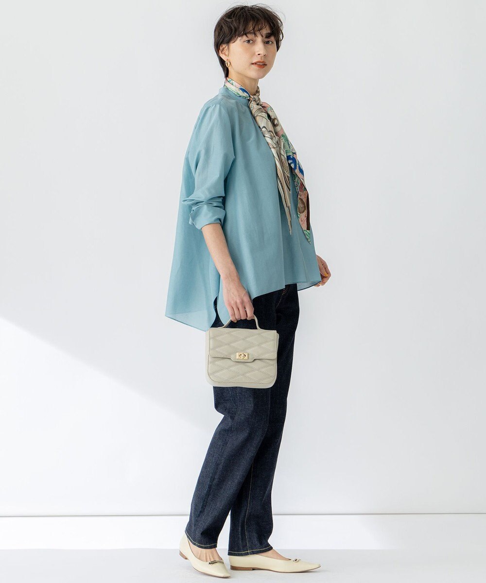 23区 【洗える】シアーコットンシルク ハンカチーフヘム デザイン シャツ 