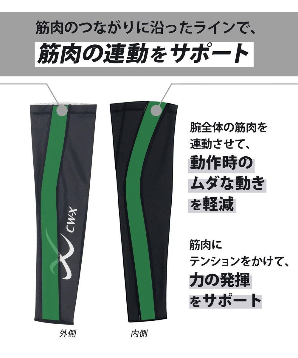 CW-X 【UNISEX】 CW-X アームサポーター 【左腕用】 腕全体の筋肉を連動 肘の負担を軽減 ストレッチ性(本体) ユニセックス BCR002 /ワコール 