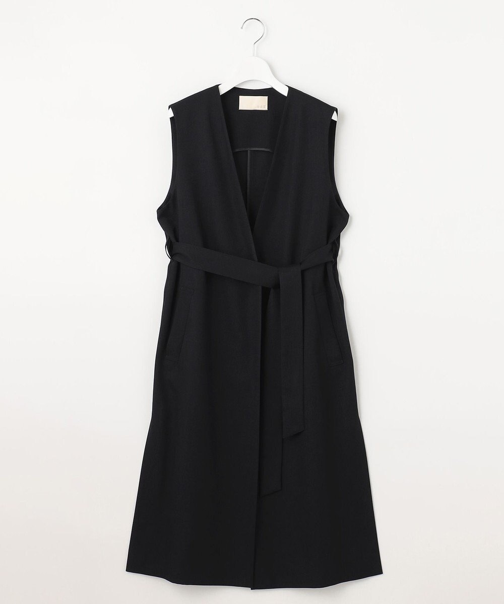 自由区 【接触冷感・速乾・UVカット・撥水・防シワ】リネンライクツイル ロングジレ 