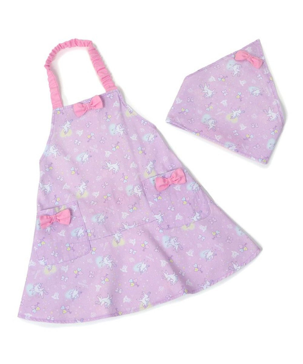 Mother garden マザーガーデン キッズエプロン & 三角巾 セット 100cm 《ユニコーン/野いちご》 