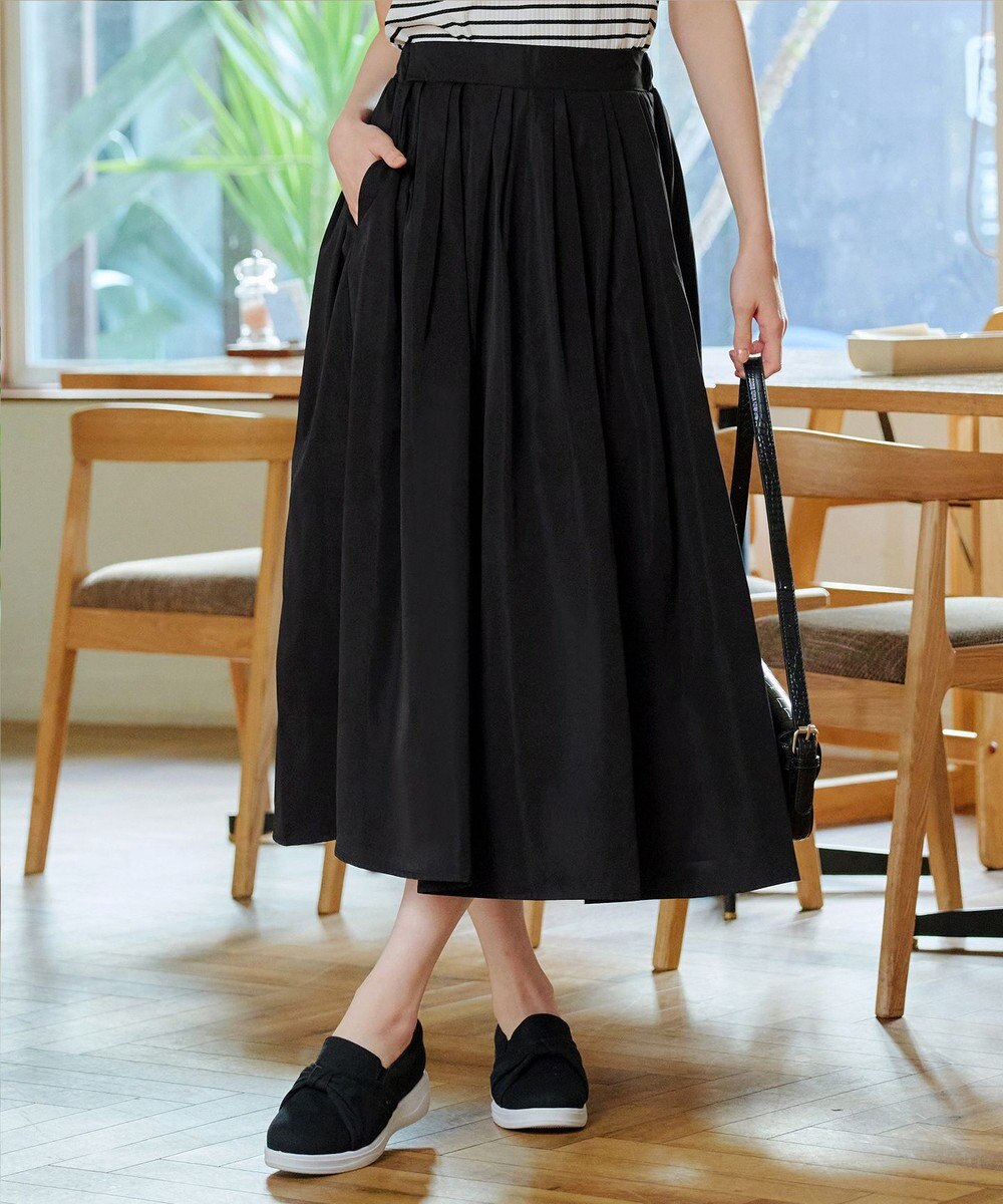 Tiaclasse 【軽撥水・汚れ防止】ランダムタックロングスカート 