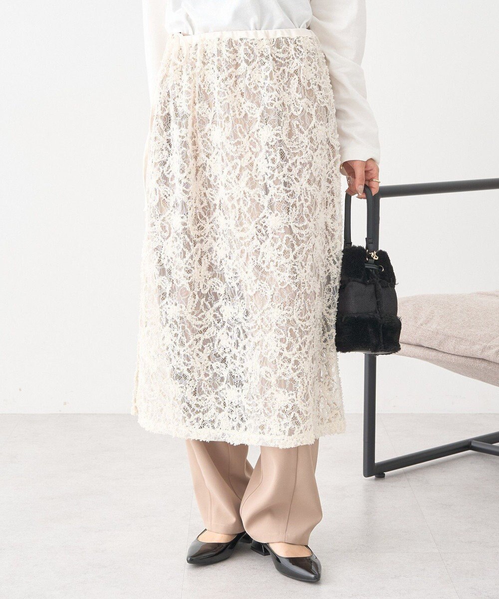 earth music&ecology モールレースラップスカート 