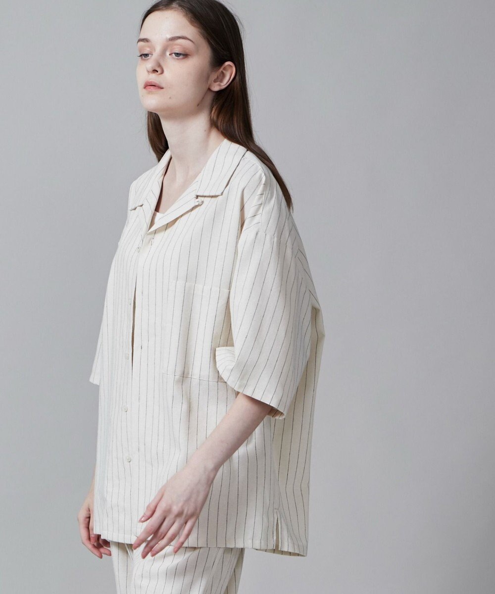 WEGO 【ユニセックス着用アイテム/手洗い可/SETUP可】リネンレーヨンオープンカラーシャツ（S） 