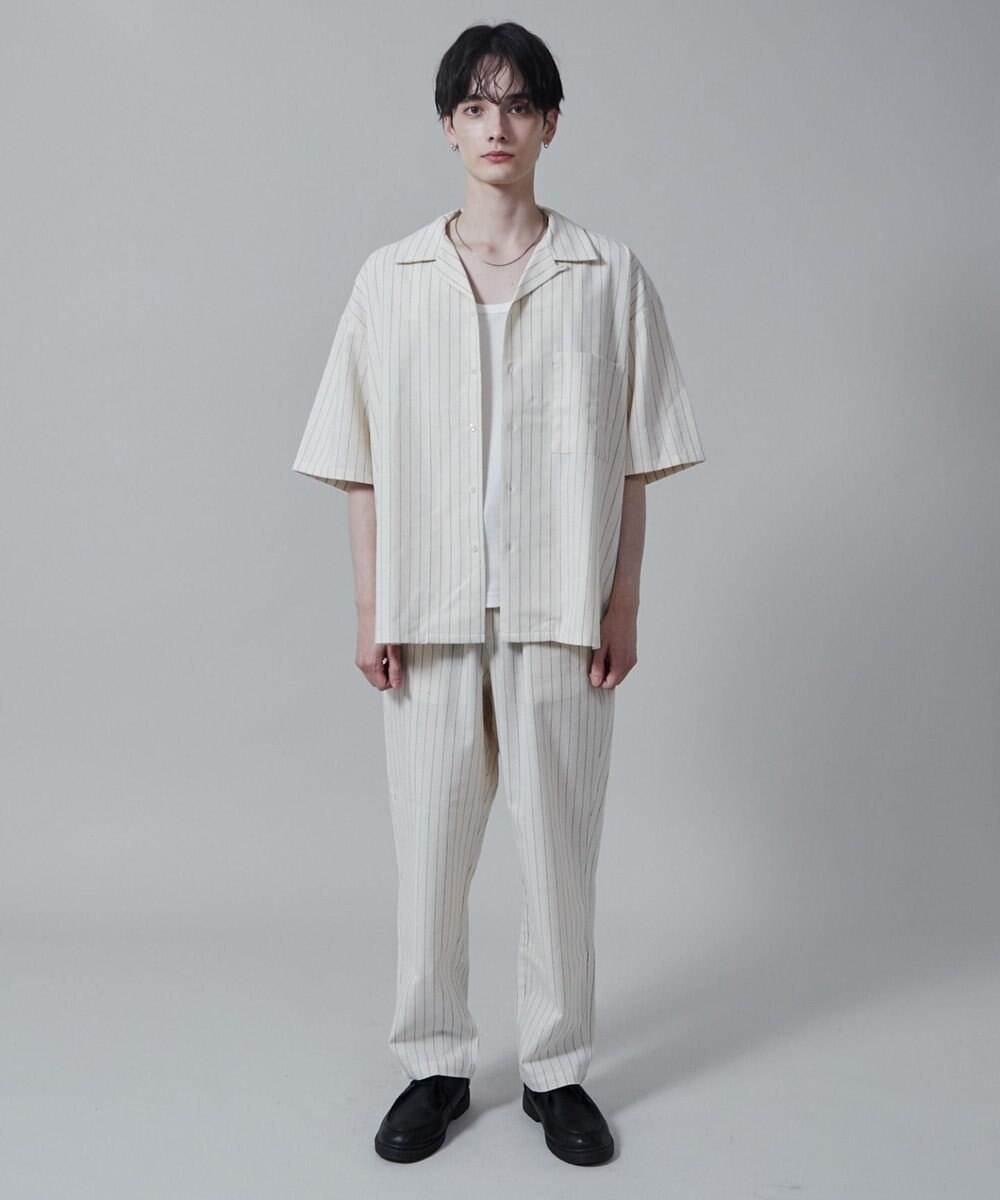 WEGO 【ユニセックス着用アイテム/手洗い可/SETUP可】リネンレーヨンオープンカラーシャツ（S） 