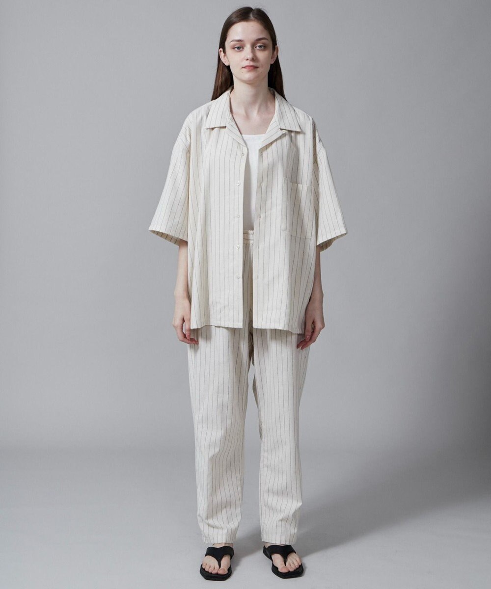 WEGO 【ユニセックス着用アイテム/手洗い可/SETUP可】リネンレーヨンオープンカラーシャツ（S） 