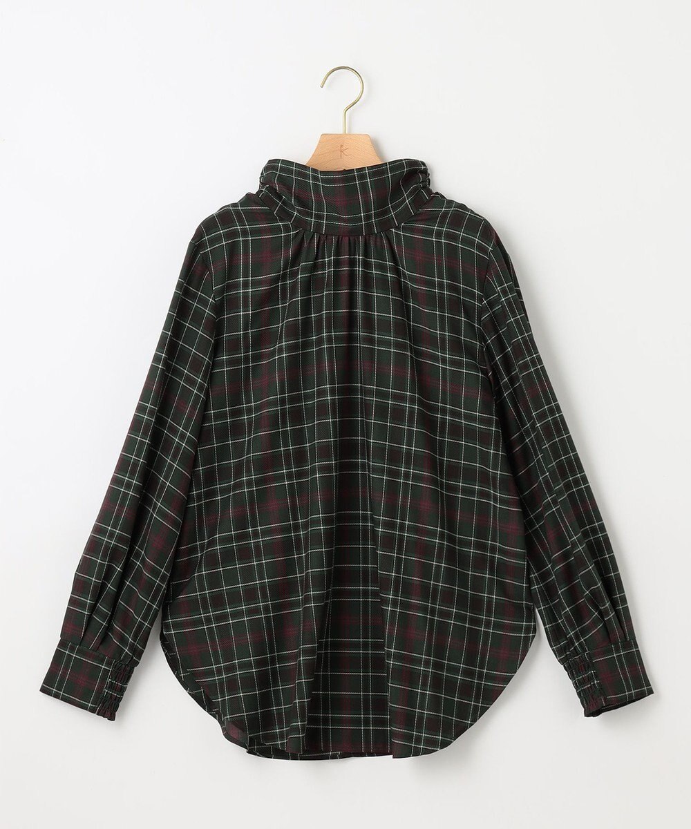 組曲 シアーツイルチェック ハイネックブラウス 