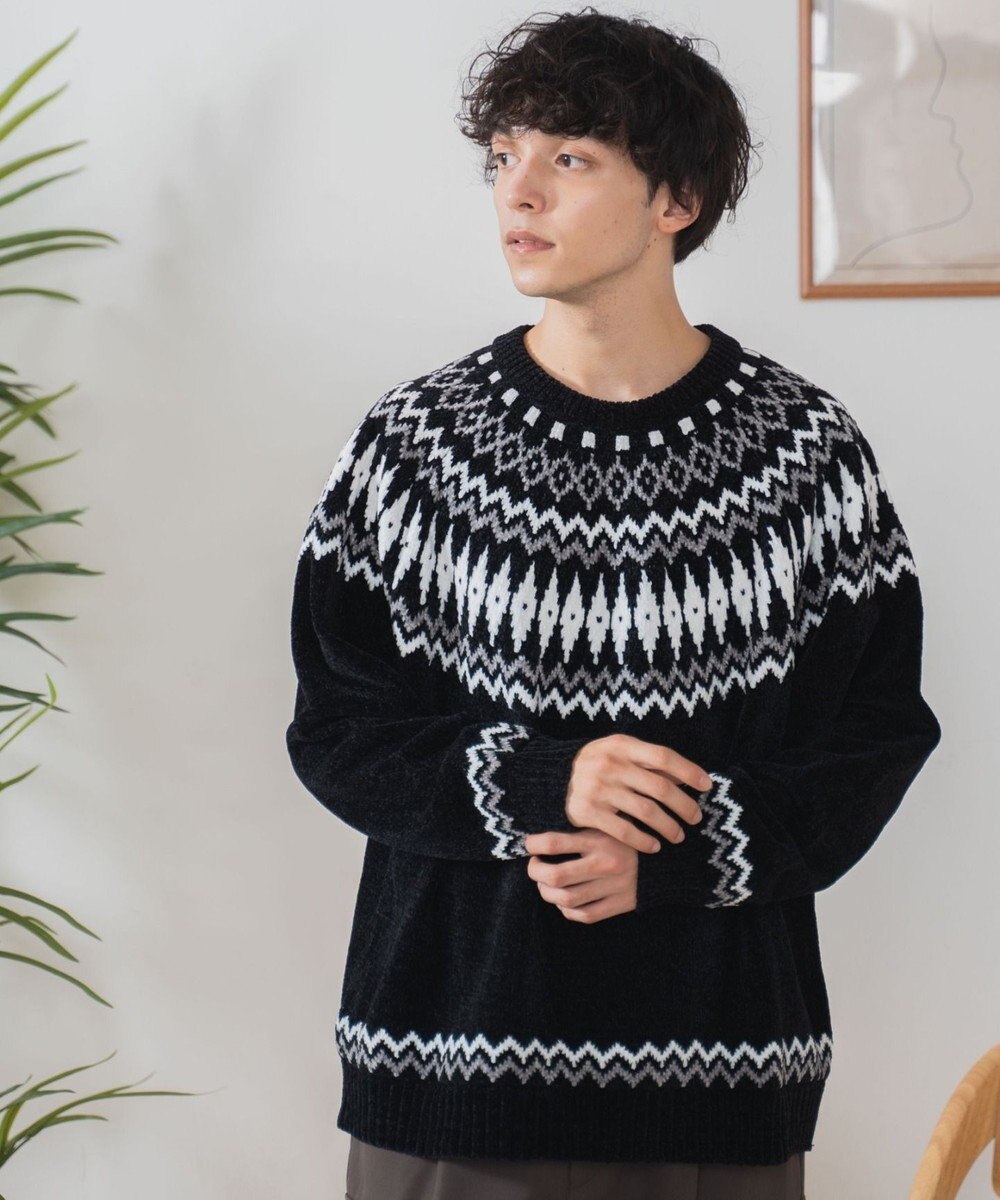 WEGO ベロアモール総柄ラグランプルオーバー 