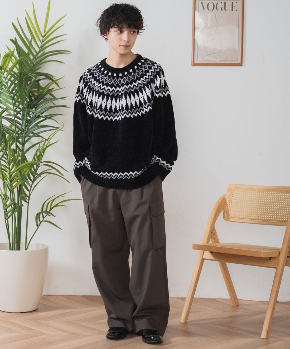 WEGO ベロアモール総柄ラグランプルオーバー 