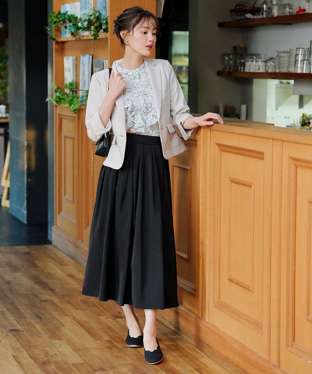 Tiaclasse 【軽撥水・汚れ防止】ランダムタックロングスカート 