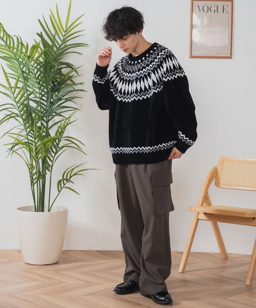 WEGO ベロアモール総柄ラグランプルオーバー 