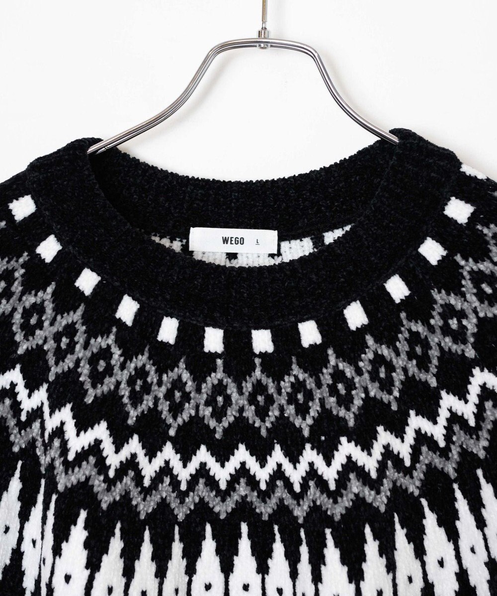 WEGO ベロアモール総柄ラグランプルオーバー 