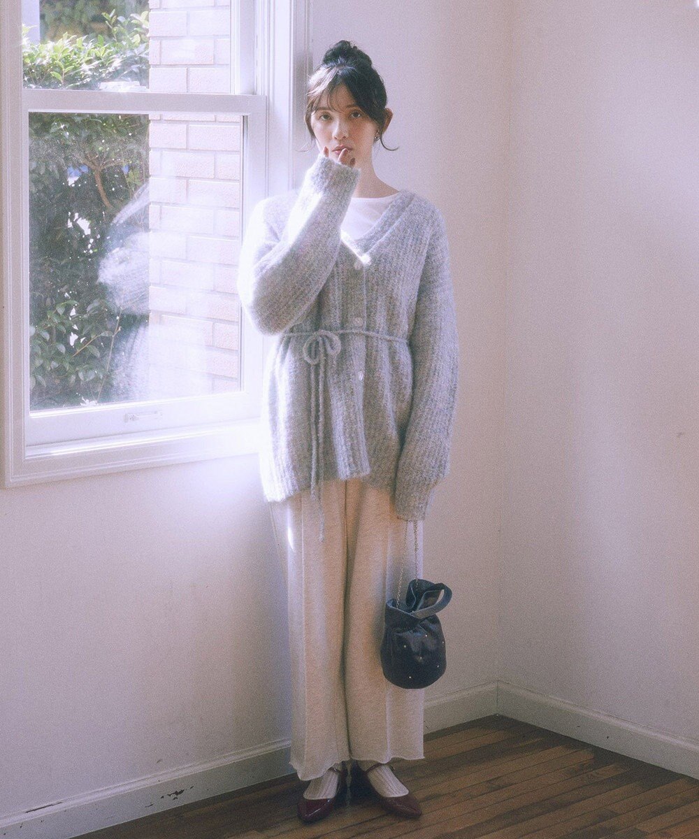 earth music&ecology 【ベルト付き】ＭＩＸカラーブークレカーディガン 